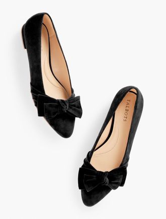 Talbots Edison Bow Flats - Suede - Black - 8M Talbots