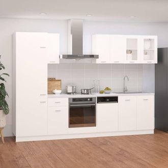 Berkfield Home 8 Piece Kitchen Cabinet Set Lyon White Engineered Wood