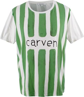 Carven Green Striped Cotton T-shirt Size L