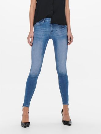 Only Skinny-fit-Jeans ONLY ONLBLUSH MID SKINNY ANKLE ZIP DNM BOX, Damen, Gr. XL (42), L&auml;nge 30, blau (light blau denim), Denim/Jeans, Obermaterial: 92% Bau