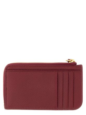 Valentino Garavani VLogo Hammered Leather Card Case - Red