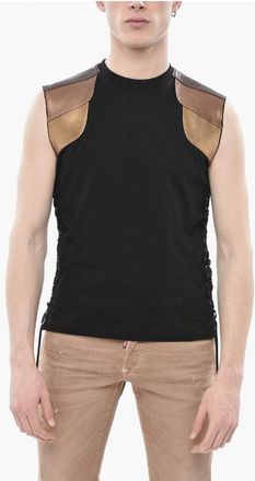 Dsquared2 Crew-Neck Cotton T-Shirt with Metallic Details size L