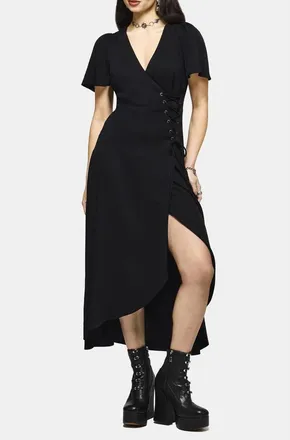 Disturbia Sableine Wrap Midaxi Dress in Black at Nordstrom, Size 2