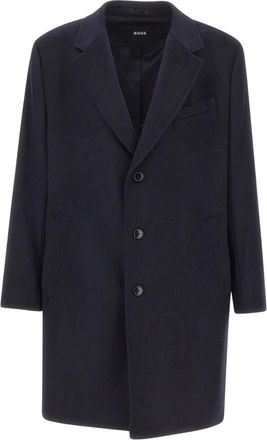 HUGO BOSS Wol en kasjmier jas - Heren - Mantel - Blauw - 4XL - Wol - Jassen