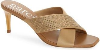 Pedro Garcia Idonna Crystal Studded Sandal in Brulee Satin at Nordstrom, Size 7.5Us