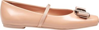 Ferragamo Zina Leather Ballerina Flats, Amaretti Color