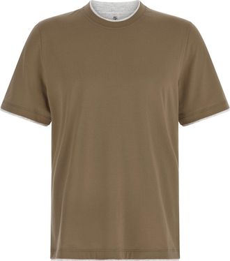 Brunello Cucinelli Double Layer T Shirt Beige-Uomo
