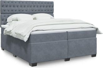 vidaXL Cama Box Spring Con Colch&oacute;n Terciopelo Gris Oscuro 200x200 Cm Vidaxl