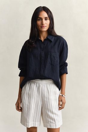 GANT Women Relaxed Fit Linen Shirt (46) BLACK