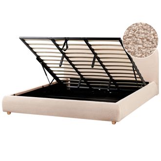 Beliani Beliani - Cama Con Almacenaje Minimalista Moderno 180 X 200 Cm Boucl&eacute; Beige Blagnac