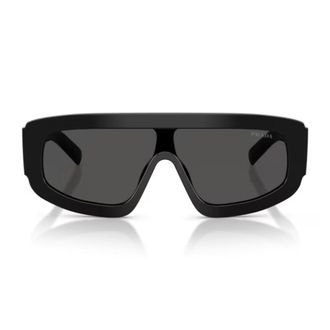 Prada Black Architectural Mask Acetate Pilot Sunglasses