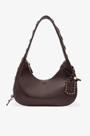 Ganni Brown Medium Laces Hobo Bag