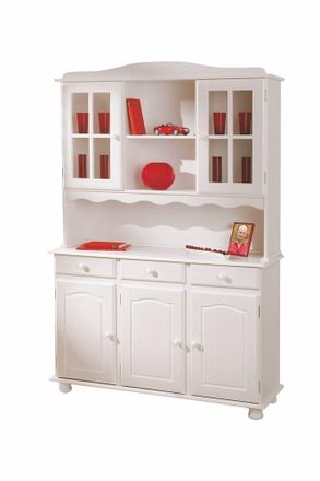 Inter Link SAS Mobile Credenza Siena 130x43/32x198h Pino Massello Verniciato Ad Acqua Bianco Inter Link