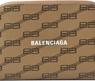 Balenciaga Brown Coated Canvas Pouch (Pre-Owned)