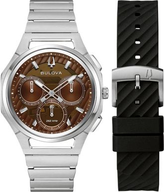 Bulova Curv Chronograph Quartz Brown Dial Mens Watch 96K117