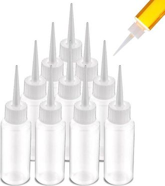 OEM Juego De 10 Botellas De Pl&aacute;stico Transparente De 50 Ml Con Dosificador, Ideales Para L&iacute;quidos, Pegamento, Vendas, Salsas Y Aceites