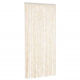 vidaXL Cortina Antimoscas Chenilla Beige Y Blanco 90x200 Cm Vidaxl