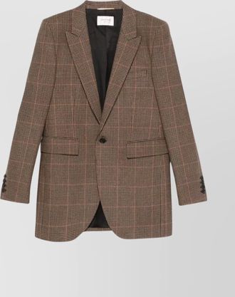Saint Laurent cashmere checked single-breasted blazer
