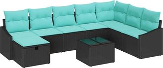 vidaXL Conjunto De Sof&aacute; De Jard&iacute;n 9 Uds. Rat&aacute;n Sint&eacute;tico Vidaxl