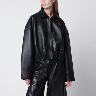 Rotate Giacca cropped nera in pelle