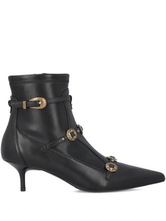 Pinko Black Gloria 20 Leather Kitten-Heel Boots