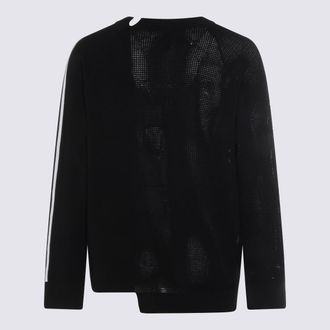 Yohji Yamamoto Unisex Sweaters Black-Chalk White _rayon Pet-Rec Black/chalk