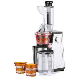 H.Koenig Licuadora Para Frutas Y Verduras De Prensado En Fr&iacute;o, Extractor De Jugos, Multifunciones, Boquilla Extra Grande, 1 Litro, 50 Rpm, 400 W, Libre De Bpa,