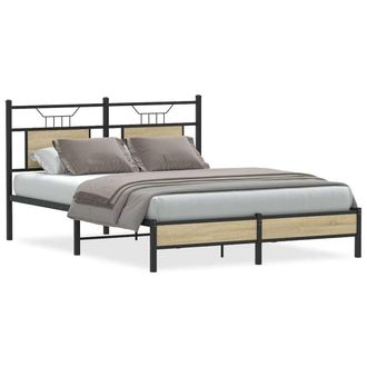 Berkfield Home Bed Frame without Mattress Sonoma Oak 137x190 cm Engineered Wood in Black