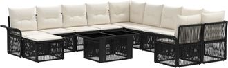 vidaXL Conjunto De Sof&aacute;s De Jard&iacute;n 12 Uds. Negro Y Blanco Crema Vidaxl