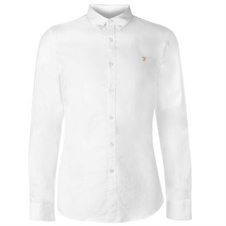 Farah Vintage Oxford-overhemd met lange mouwen en knoopsluiting voor heren (Wit)