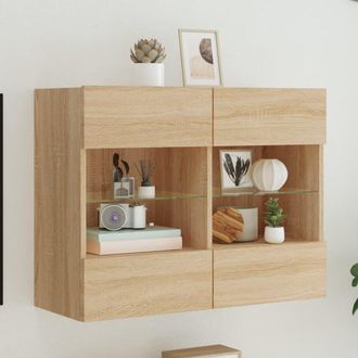 vidaXL Vidaxl - Mueble Tv De Pared Con Luces Led Roble Sonoma 78,5x30x60,5 Cm