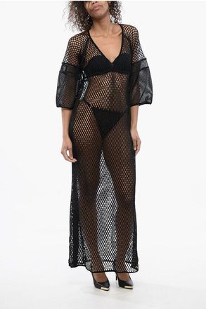 Off-white Mesh Kaftan Dress with Logoed Band size 38