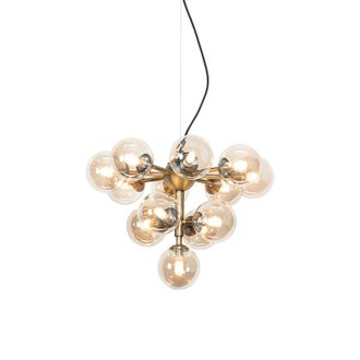 QAZQA Qazqa Art D&eacute;co L&aacute;mpara Colgante De Bronce Con Cristal &Aacute;mbar De 13 Luces - Bianca Vidrio /acero Redonda Adecuado Para Led Max. 13 X 28 Watt