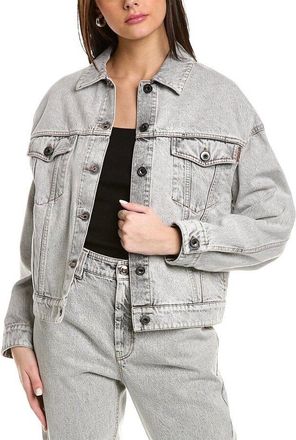 Brunello Cucinelli Light Grey Denim Jacket, Brand Size 46 (US Size 12)