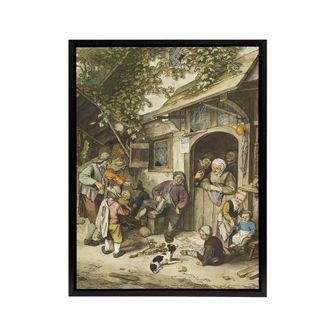 Artery8 Cornelis Ploos van Amstel Violin Player At An Inn Framed Canvas Art | Size: W24 x H32