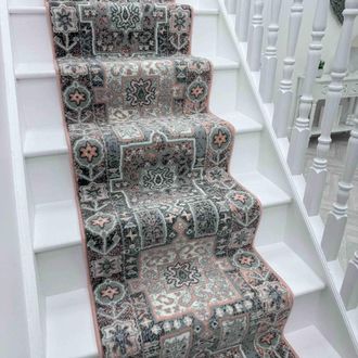 Runrug Stair Runner Carpet for Staircases - Soft & Comfy, 9mm - Abstract in Pink | Size: 60 cm x 510 cm