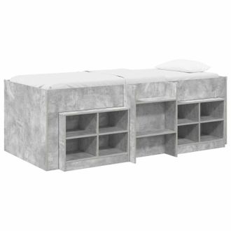 vidaXL Marco De Cama Loft Con Armario Con Estante 3 Uds. Gris Hormig&oacute;n Vidaxl