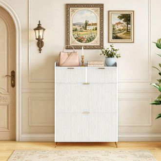 OEM Pocketpop Mueble Para Zapatos 2 Cajones 4 Estantes Ajustables Blanco 80x24x110 Cm