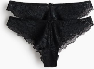 H&M 2er-Pack Brazil Slips aus Spitze - Schwarz