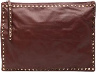Valentino Pre-owned Clutches, female, Red, Size: ONE SIZE Pre-owned Leather Clutch