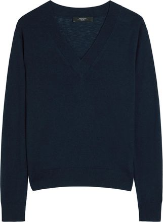 Max Mara V-neck Wool and Cashmere-blend Jumper - Navy - XL (UK16 / XL)