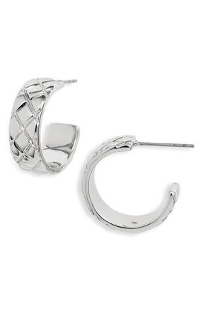 Nordstrom Quilted Hoop Earrings in Rhodium at Nordstrom