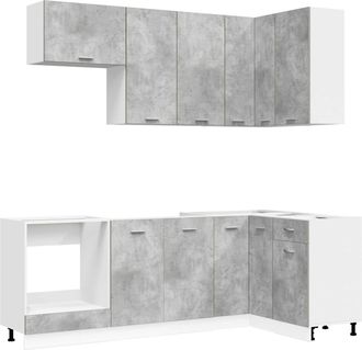 vidaXL Unidad De Cocina Lyon 8 Uds. Gris Hormig&oacute;n Madera De Ingenier&iacute;a Vidaxl