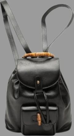 Gucci Pre-owned Bamboo Rugzak - Dames - Vintage Rugzakken - Zwart - ONE Size - Leer - Vintage