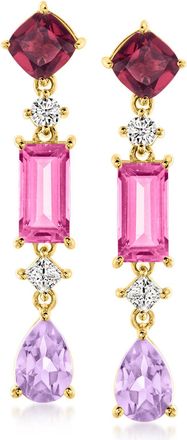 Ross-Simons Multi-Gemstone and. Lab-Grown Diamond Drop Earrings in 18kt Gold Over Sterling