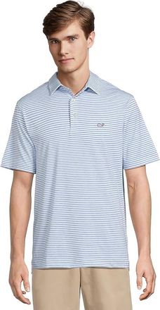 Vineyard Vines Heathered Winstead Sankaty Polo Mens Short Sleeve Pullover White Cap/ Ocean Breeze/ Americana : 2XL, Polyester/Spandex
