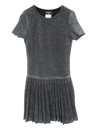 Chanel 1986-1988 pleated mini dress - women - Rayon/Polyester - 36 - Black