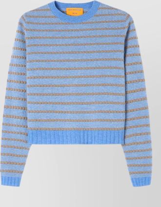 Guest In Residence cashmere striped ribbed cropped crewneck sweater