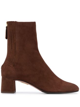 Aquazzura high-ankle leather boots - women - Leather/Leather/Leather/Rubber - 37.5 - Brown