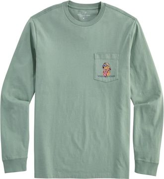 Vineyard Vines America Dog Graphic Long Sleeve Cotton T-Shirt in Dune Grass at Nordstrom, Size X-Large